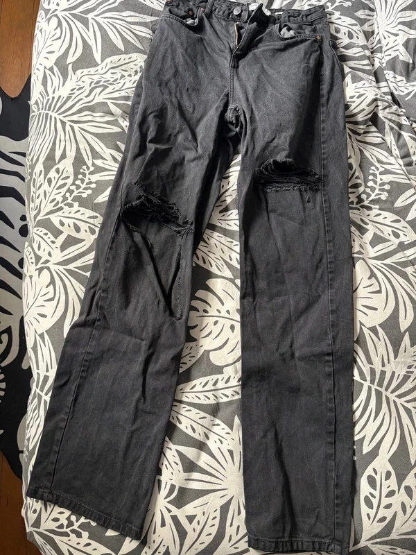 Jean wide leg noir déchiré – photo 3